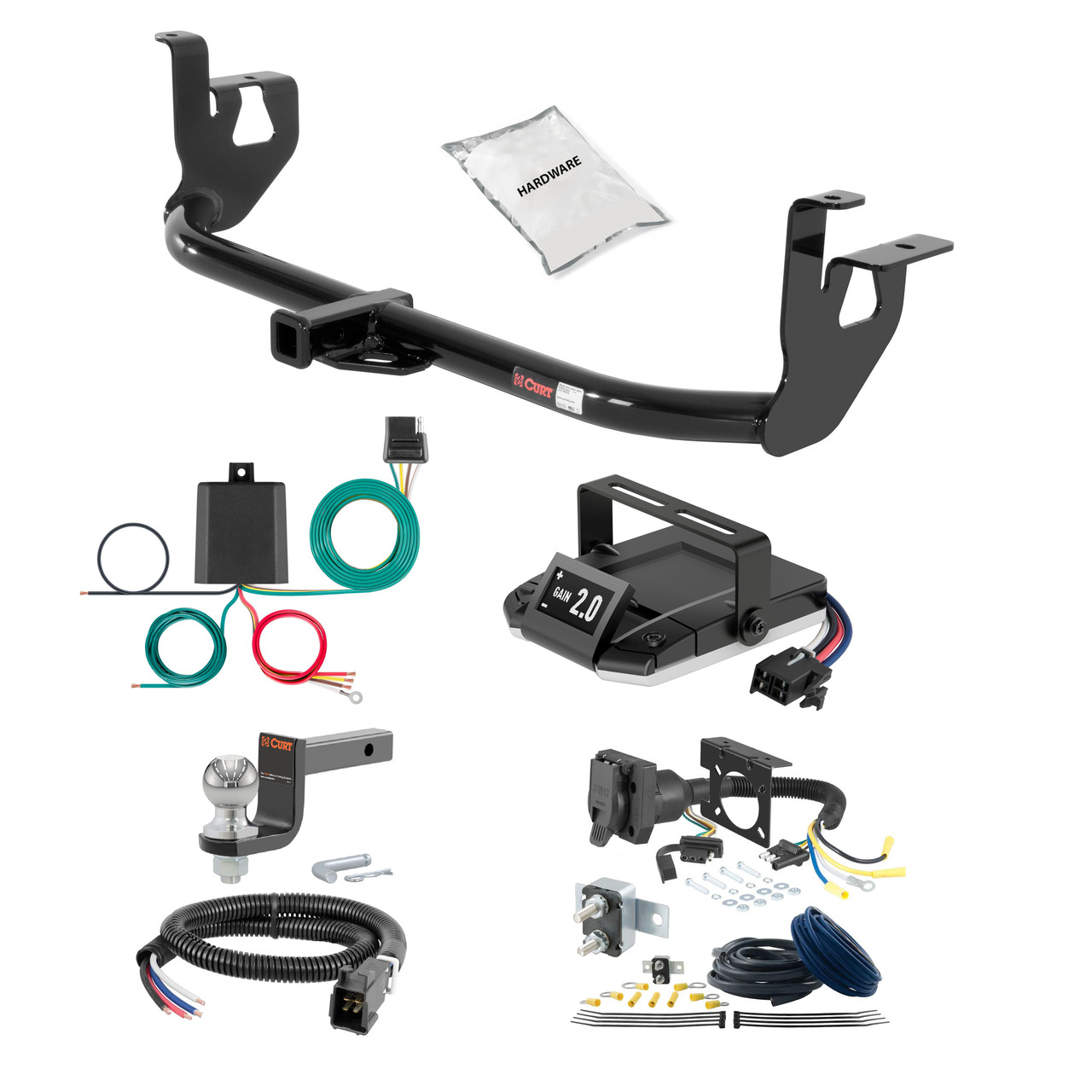15-21 Volkswagen Golf Hatchback 1.25 CURT Trailer Hitch + Assure Proportional Brake Controller Kit HBCW2478 thumbnail 0