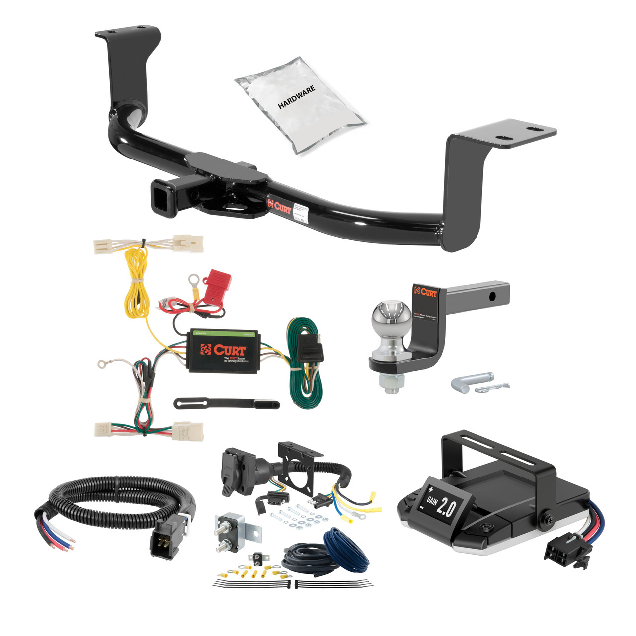 17-22 Toyota Prius Prime 1.25 CURT Trailer Hitch + Assure Proportional Brake Controller Kit HBCW2420 thumbnail 0