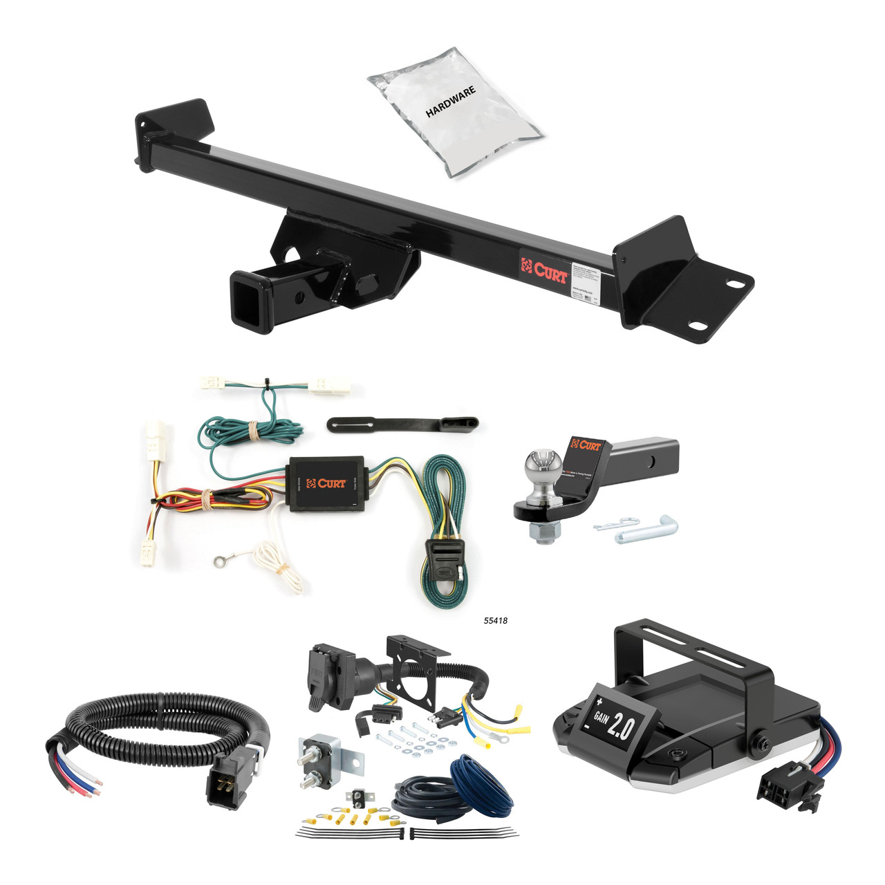 98-03 Toyota Sienna 2 CURT Trailer Hitch + Assure Proportional Brake Controller Kit HBCW2438 thumbnail 0