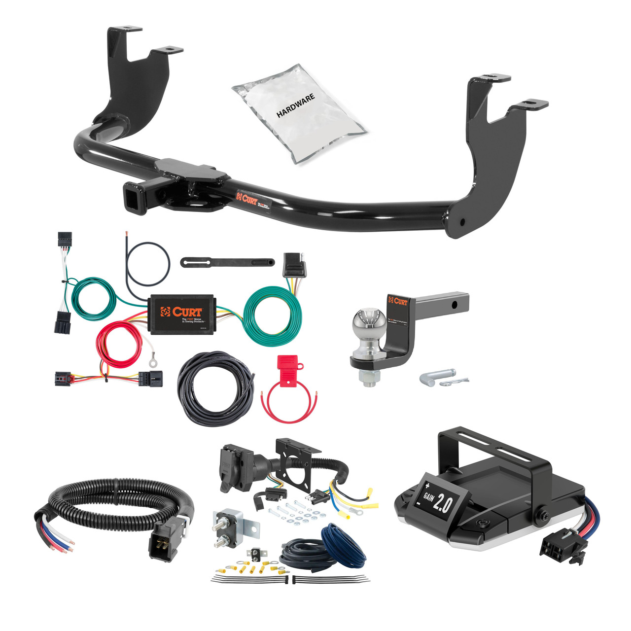 98-10 Volkswagen Beetle Convertible, excluding turbo 1.25 CURT Trailer Hitch + Assure Proportional Brake Controller Kit HBCW2468 thumbnail 0