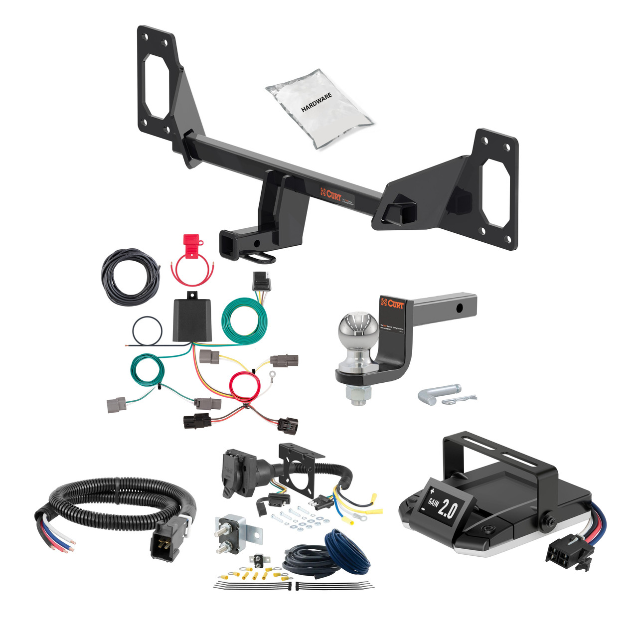 92-00 HONDA Civic Coupe, excluding hybrid 1.25 CURT Trailer Hitch + Assure Proportional Brake Controller Kit HBCW1335 thumbnail 0