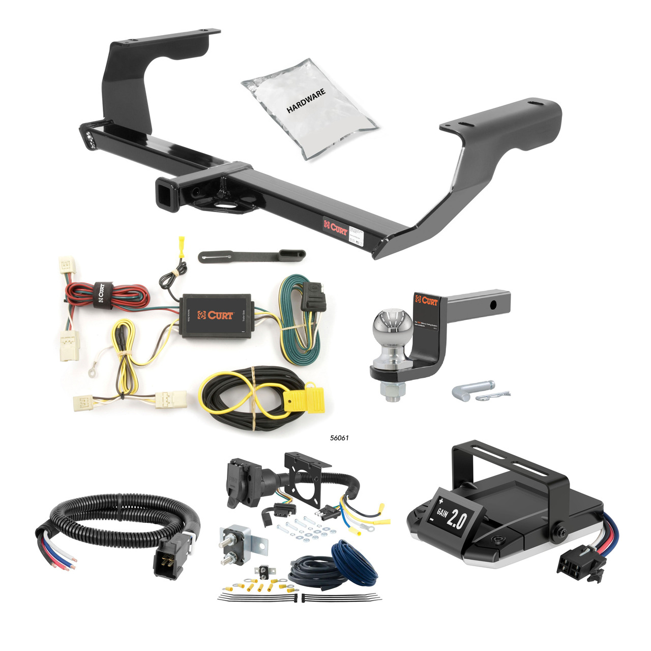 12-16 Subaru Impreza Sedan, excluding WRX and WRX STI 1.25 CURT Trailer Hitch + Assure Proportional Brake Controller Kit HBCW2282 thumbnail 0