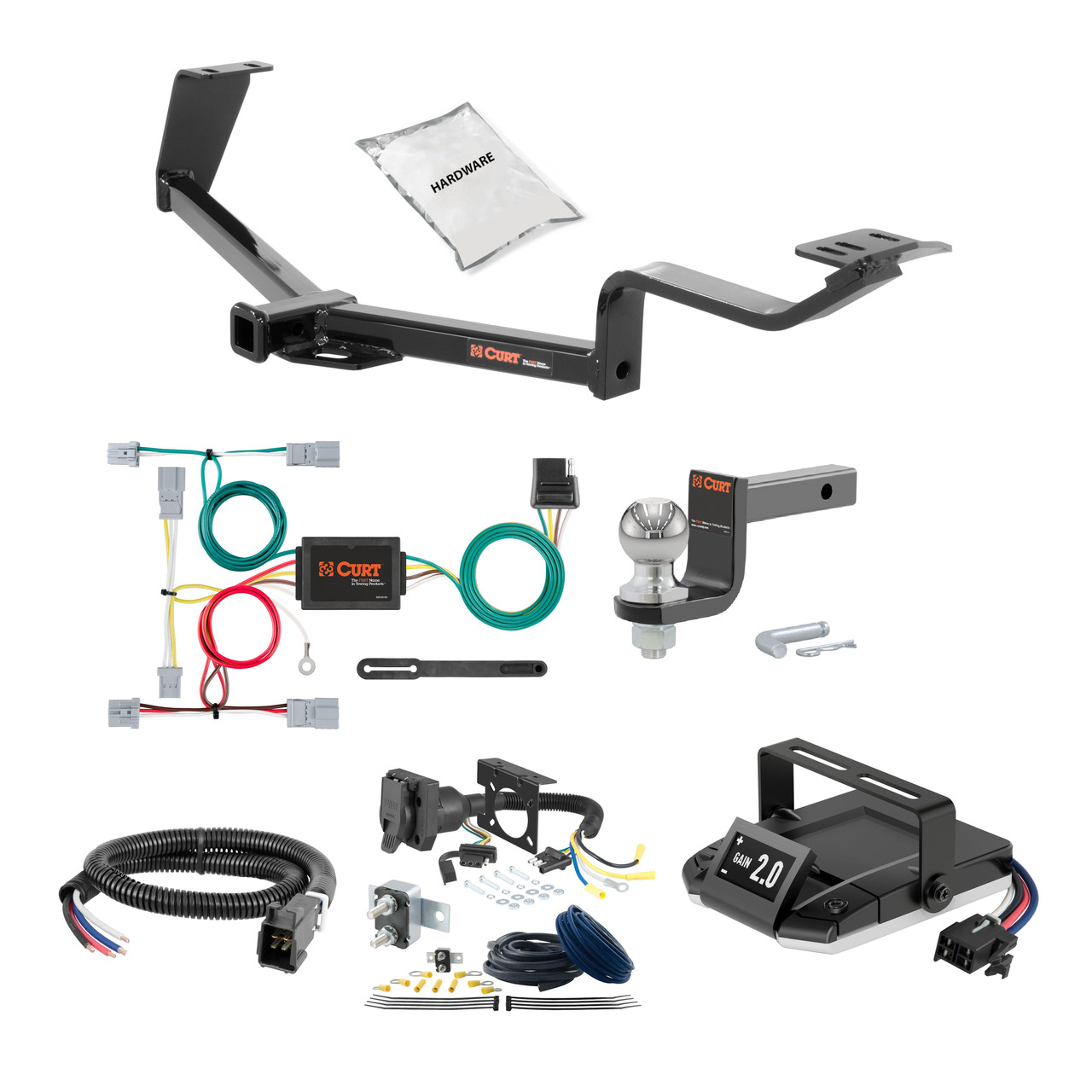 16-18 HONDA   Sedan, excluding center exhaust 1.25 CURT Trailer Hitch + Assure Proportional Brake Controller Kit HBCW1341 thumbnail 0