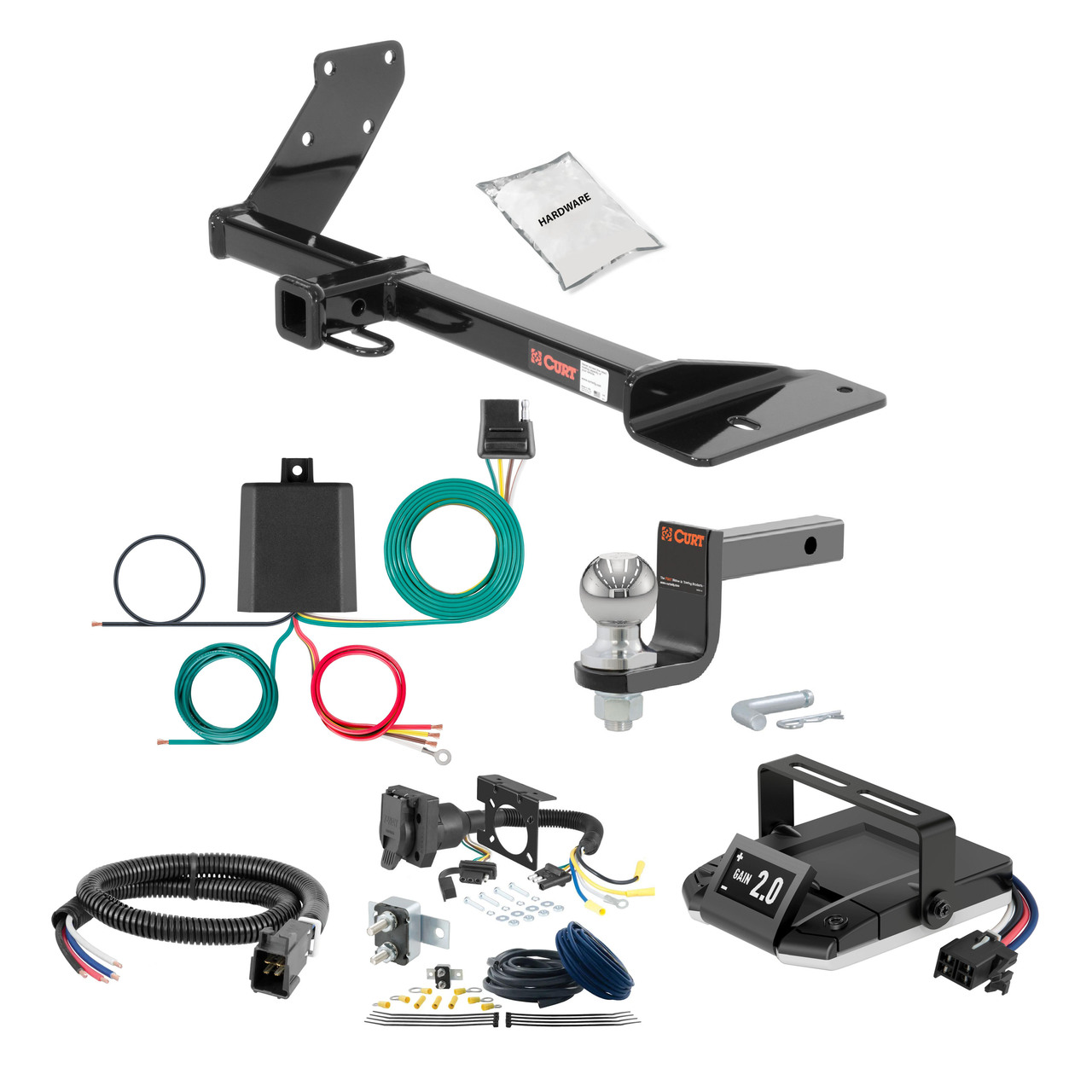 05-18 Volkswagen Jetta Sedan, excluding diesel 1.25 CURT Trailer Hitch + Assure Proportional Brake Controller Kit HBCW2498 thumbnail 0