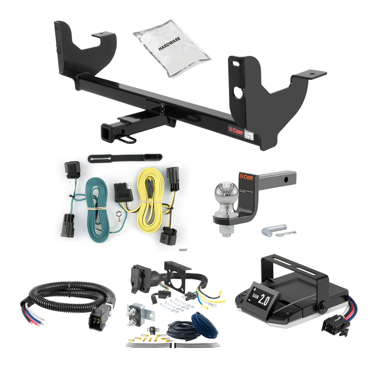13-15 Chevrolet Malibu Sedan 1.25 CURT Trailer Hitch + Assure Proportional Brake Controller Kit HBCW400 thumbnail 0