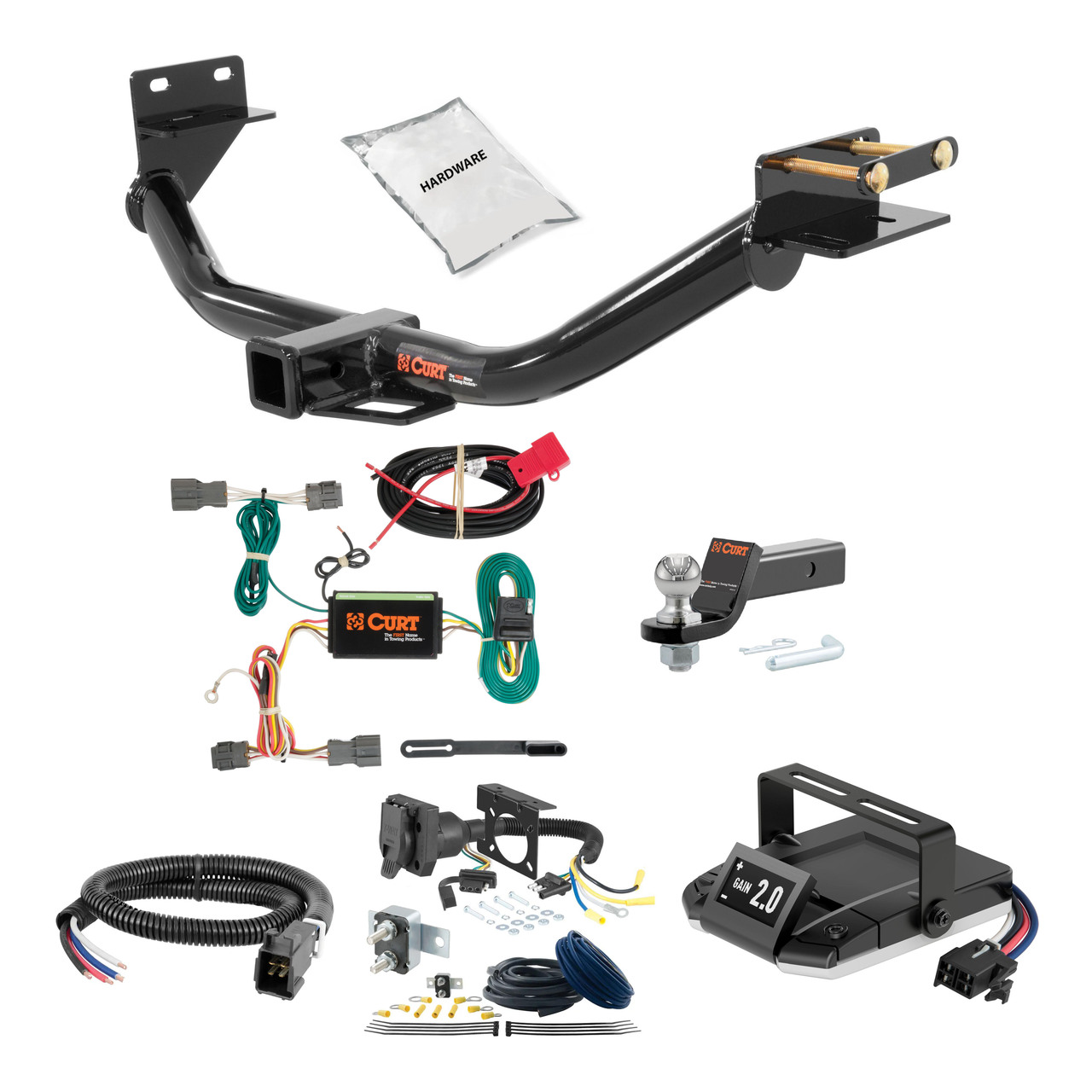 13-18 Hyundai Santa Fe Sport 1.25 CURT Trailer Hitch + Assure Proportional Brake Controller Kit HBCW1443 thumbnail 0