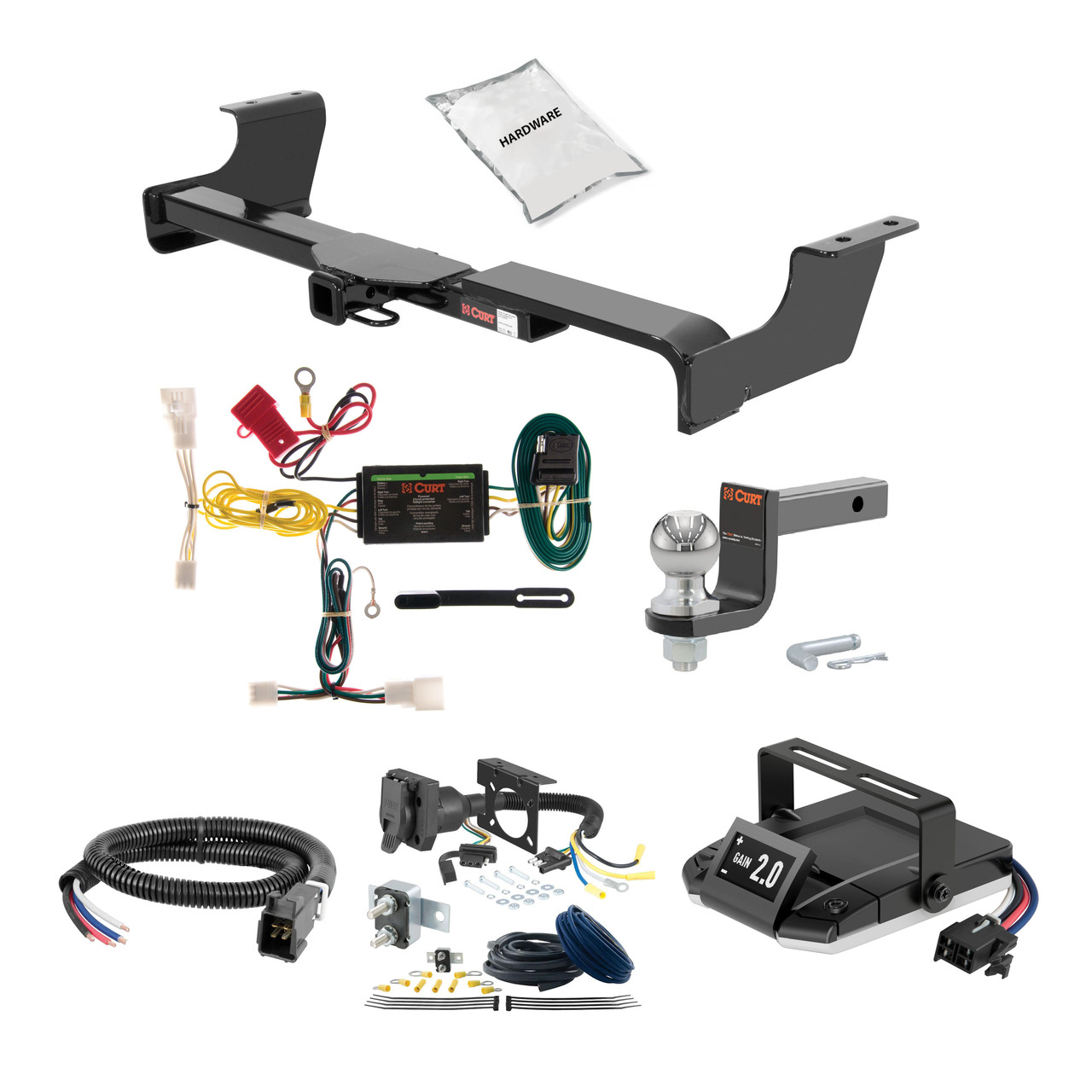 10-15 Toyota Prius 1.25 CURT Trailer Hitch + Assure Proportional Brake Controller Kit HBCW2414 thumbnail 0