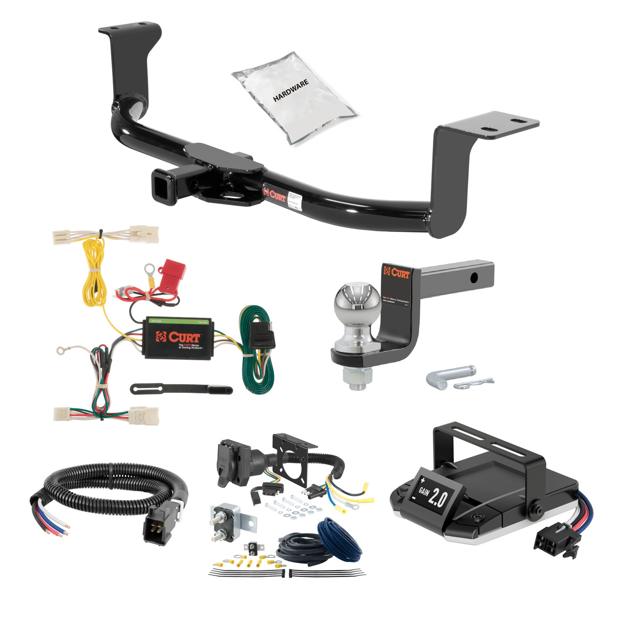 16-22 Toyota Prius 1.25 CURT Trailer Hitch + Assure Proportional Brake Controller Kit HBCW2413 thumbnail 0