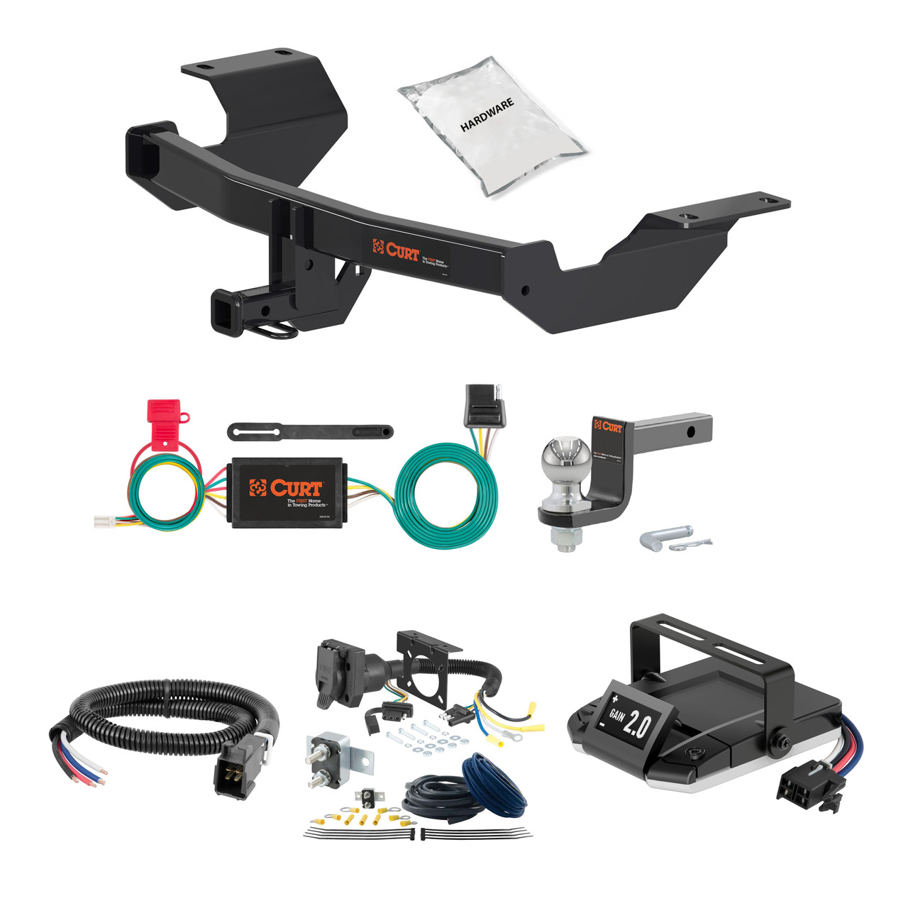 84-87 HONDA   Wagon, excluding 4WD FLAT CURT Trailer Hitch + Assure Proportional Brake Controller Kit HBCW1348 thumbnail 0