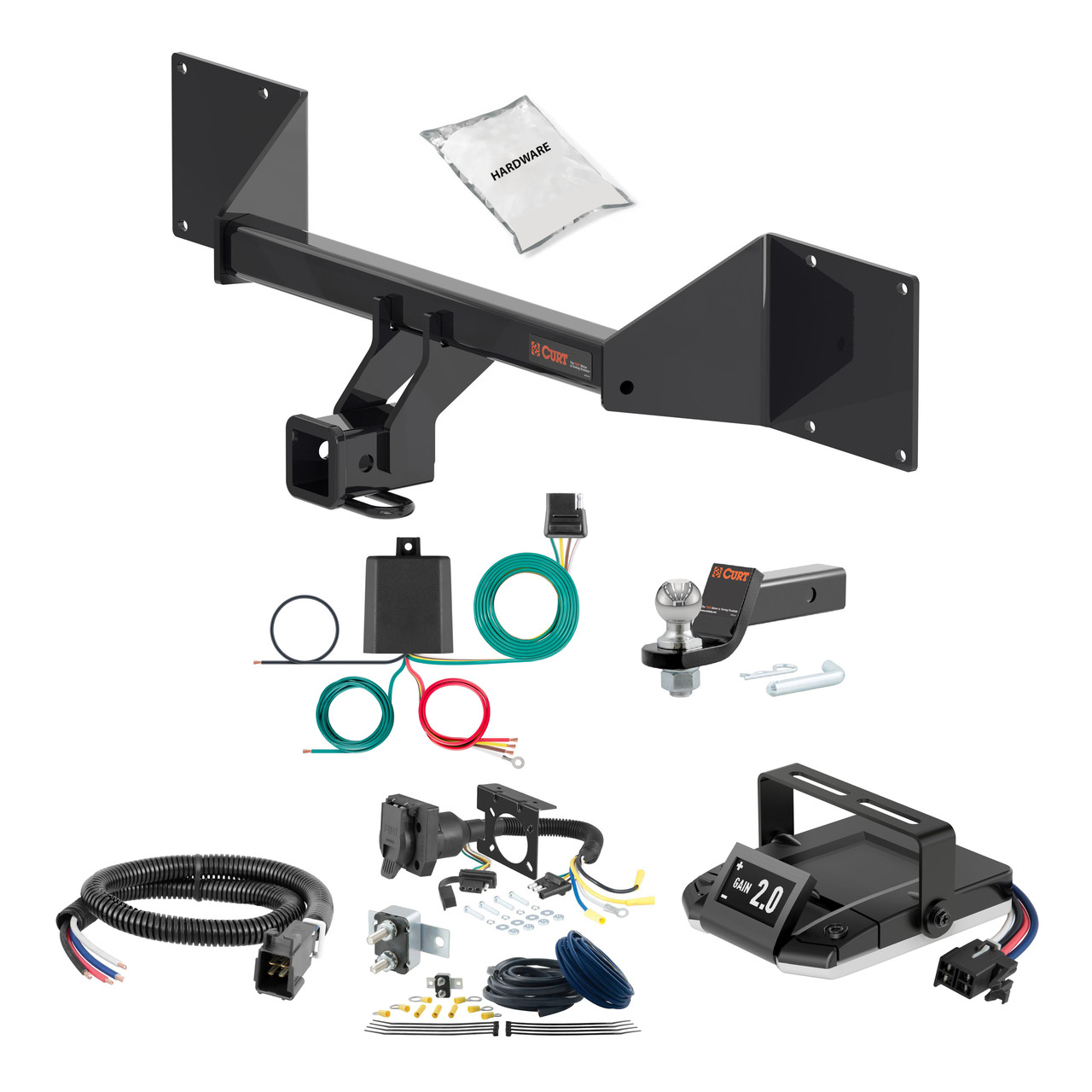 21-24 Volkswagen ID.4 With factory receiver 2 CURT Trailer Hitch + Assure Proportional Brake Controller Kit HBCW2494 thumbnail 0