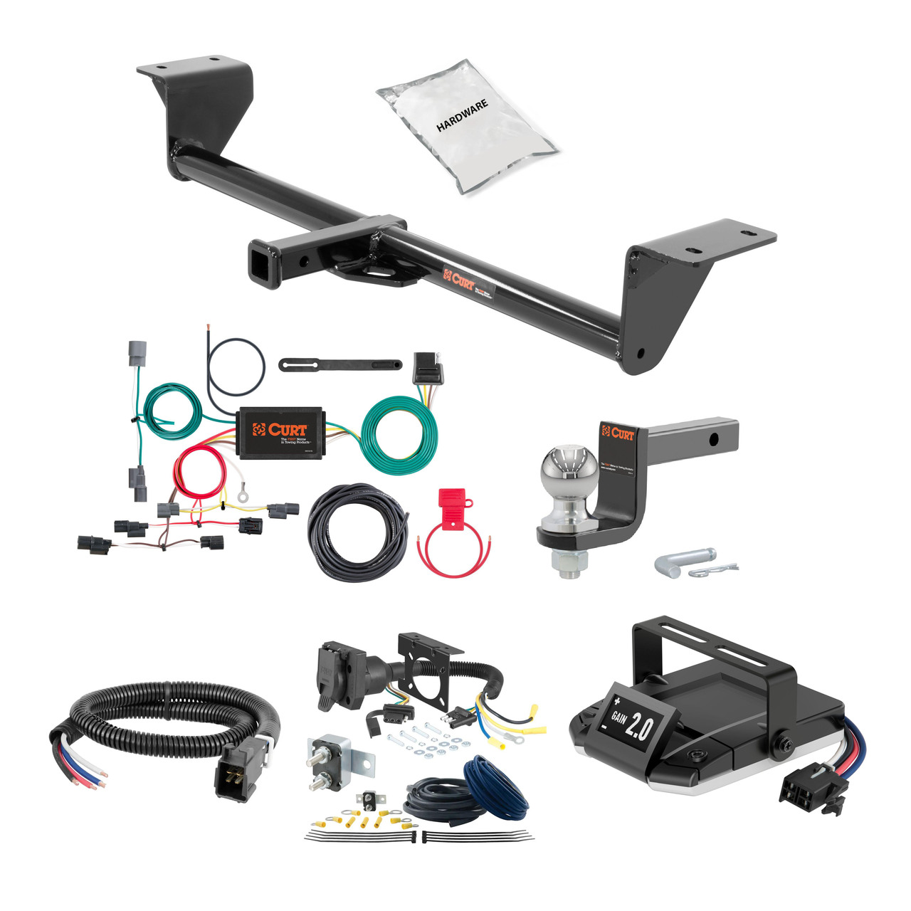 16-24 HONDA   Sedan, excluding center exhaust 1.25 CURT Trailer Hitch + Assure Proportional Brake Controller Kit HBCW1340 thumbnail 0
