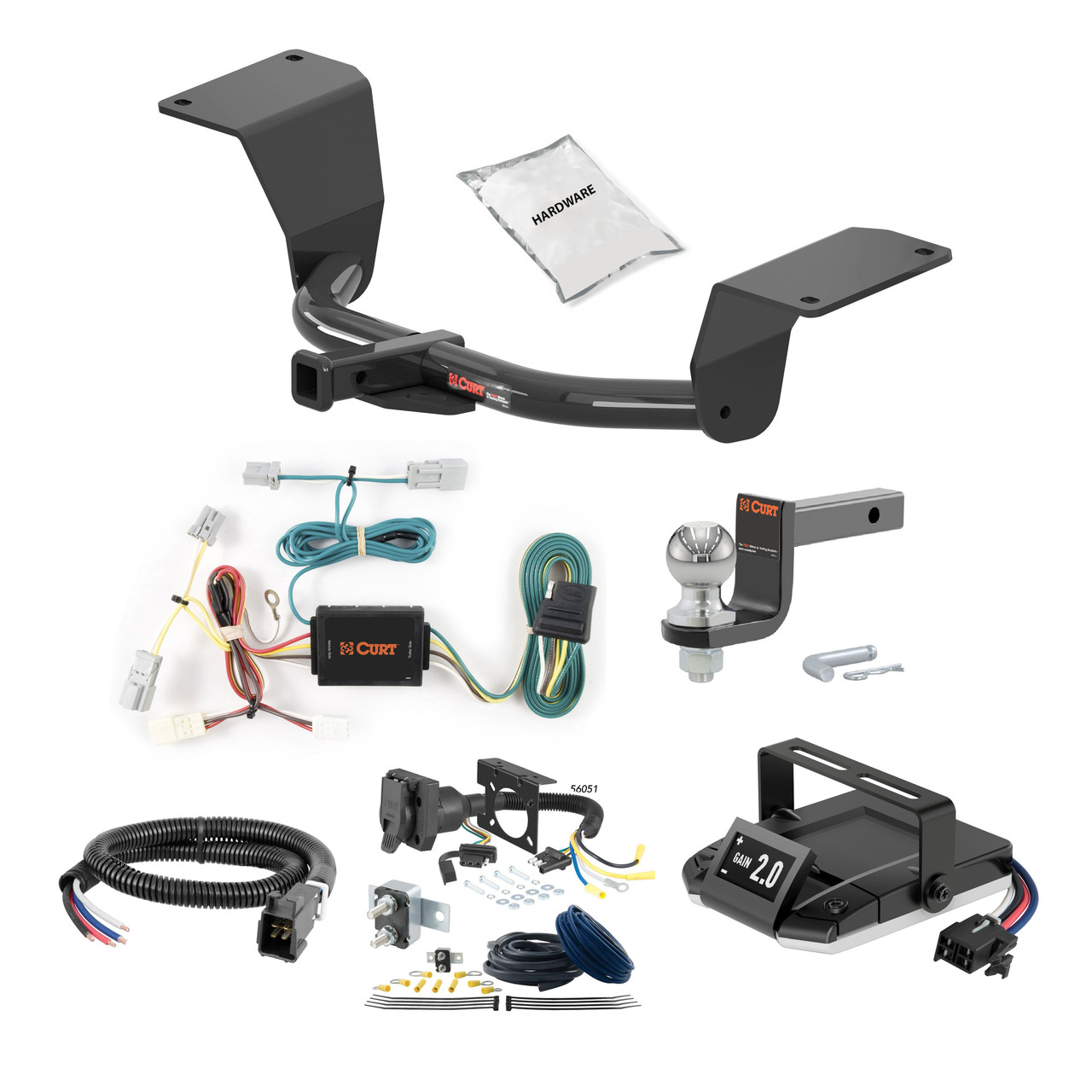 16-23 HONDA Civic Coupe, excluding center exhaust 1.25 CURT Trailer Hitch + Assure Proportional Brake Controller Kit HBCW1331 thumbnail 0