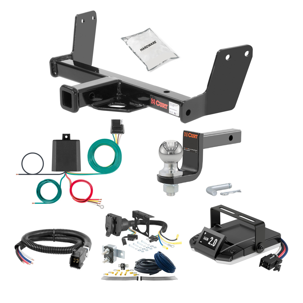 98-05 Volkswagen Passat Sedan, excluding 4MOTION 1.25 CURT Trailer Hitch + Assure Proportional Brake Controller Kit HBCW2505 thumbnail 0