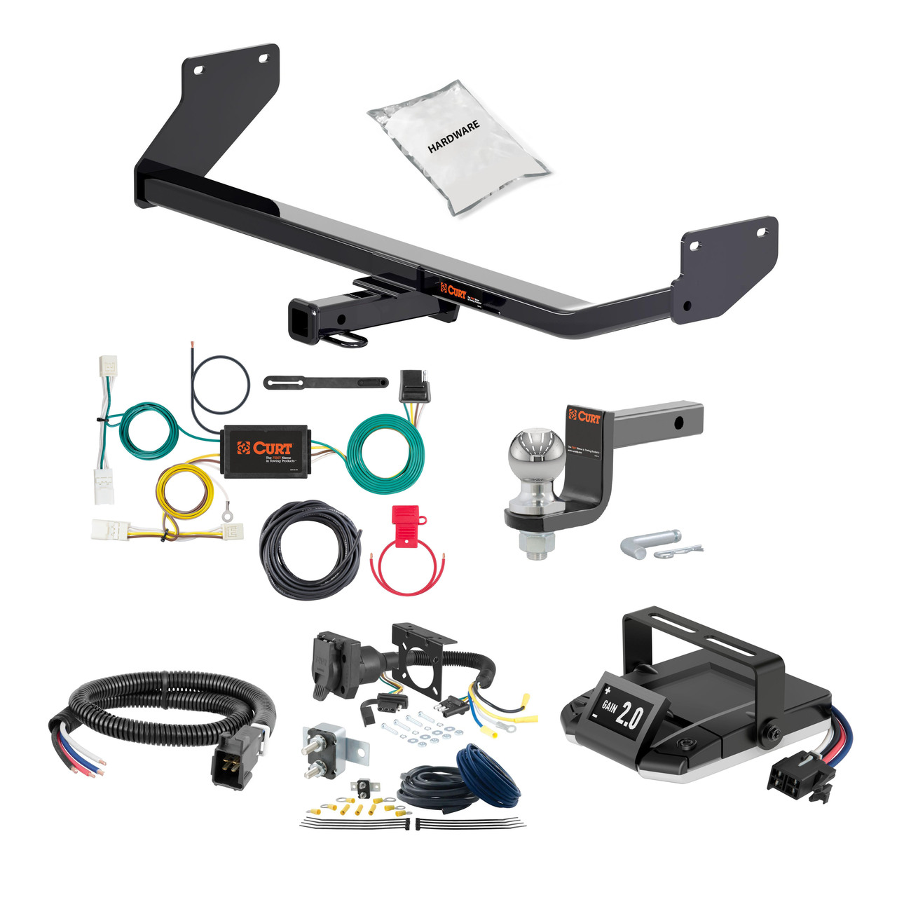 17-22 Hyundai Ioniq Excluding Electric or Plug-In 1.25 CURT Trailer Hitch + Assure Proportional Brake Controller Kit HBCW1422 thumbnail 0