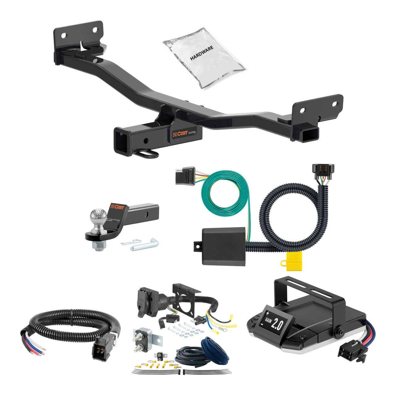 03-08 Hyundai Tiburon 1.25 CURT Trailer Hitch + Assure Proportional Brake Controller Kit HBCW1454 thumbnail 0