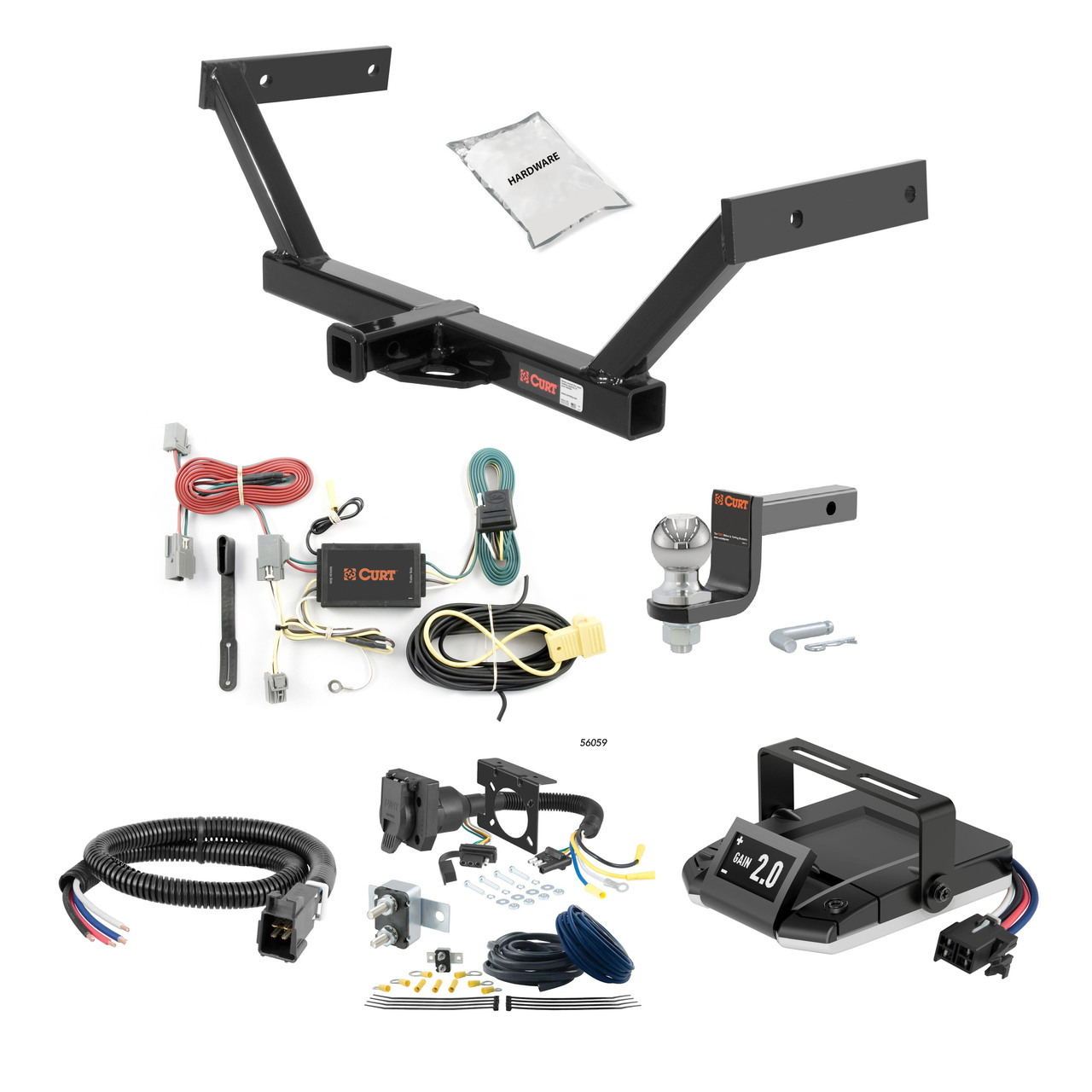 98-00 Volvo S70  1.25 CURT Trailer Hitch + Assure Proportional Brake Controller Kit HBCW2544 thumbnail 0