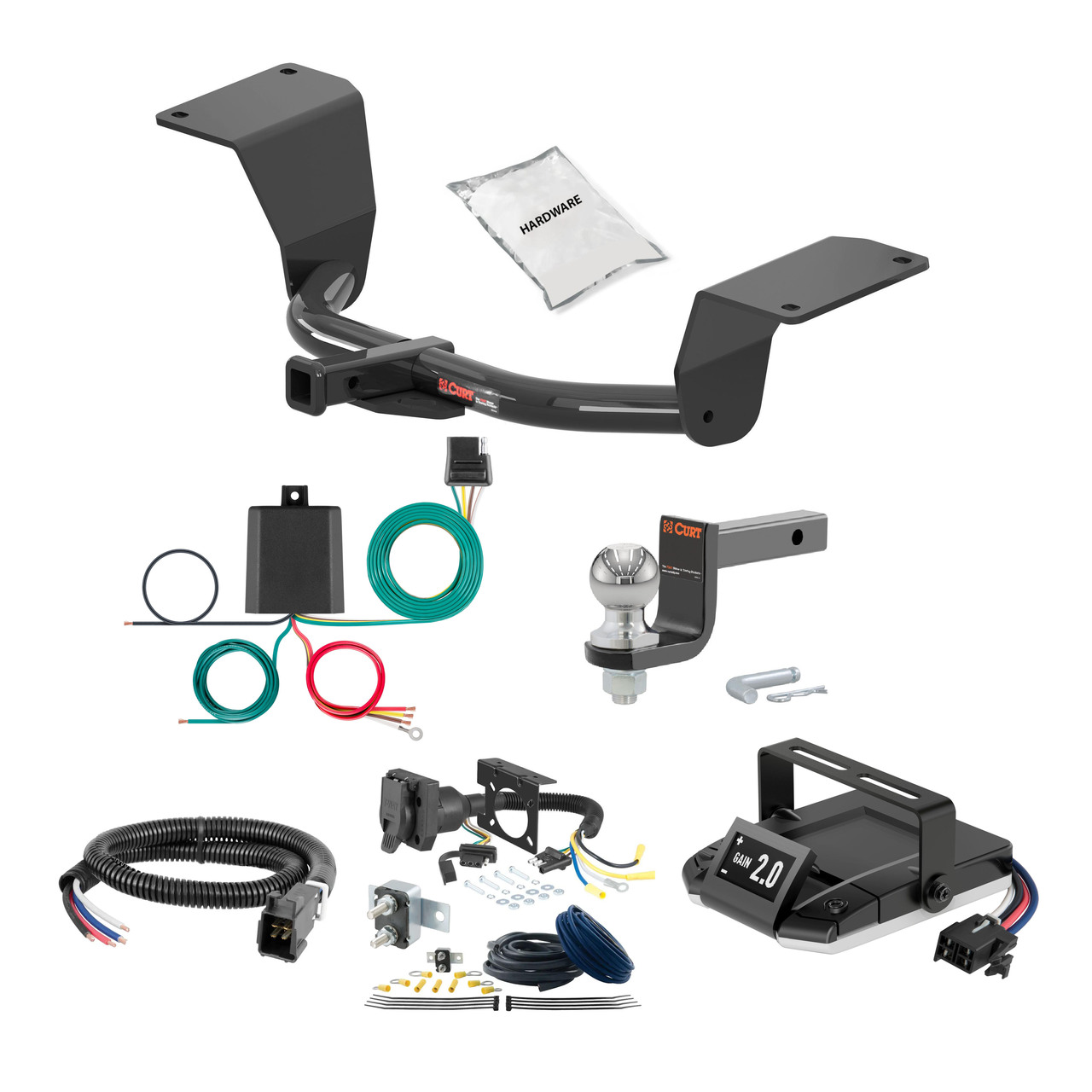 16-24 HONDA   Hatchback, excluding center exhaust 1.25 CURT Trailer Hitch + Assure Proportional Brake Controller Kit HBCW1336 thumbnail 0