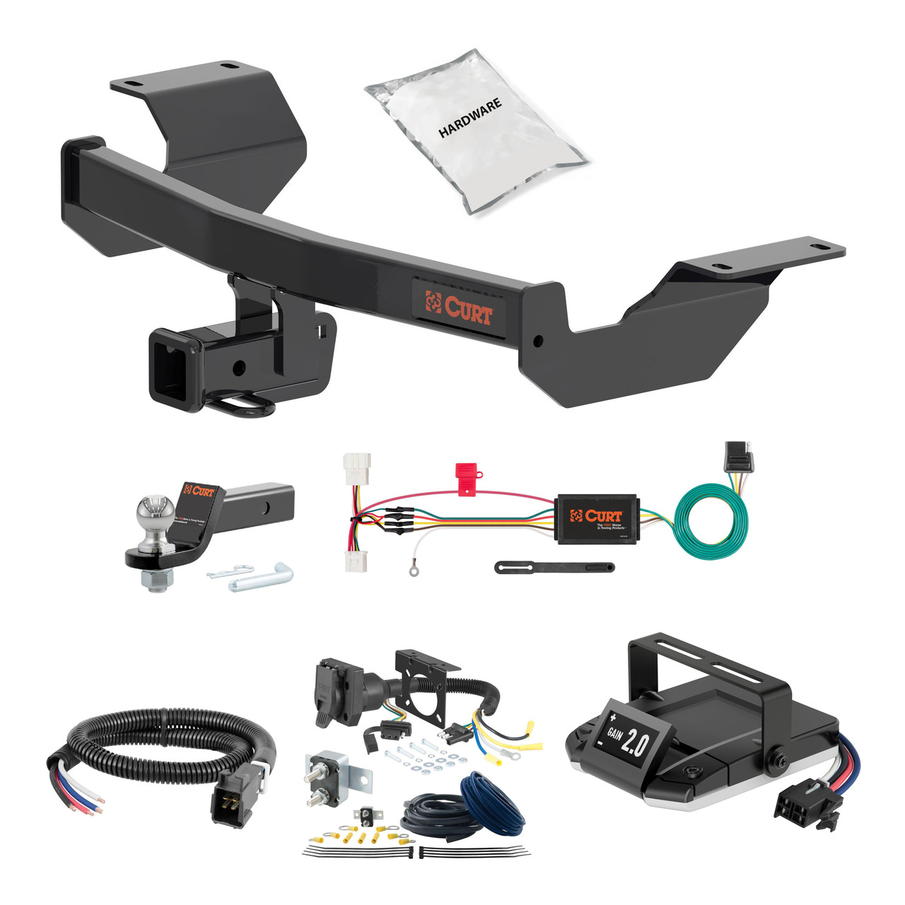 21-25 HONDA CR-V Excluding hybrid and Touring with kick sensor 1.25 CURT Trailer Hitch + Assure Proportional Brake Controller Kit HBCW1349 thumbnail 0