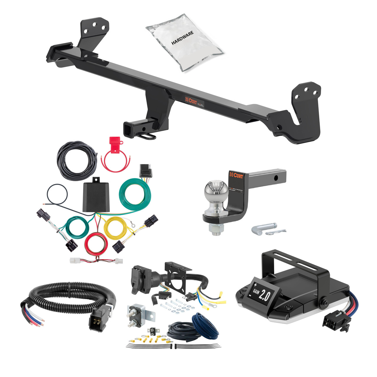 24-24 Hyundai Kona Electric 2 CURT Trailer Hitch + Assure Proportional Brake Controller Kit HBCW1429 thumbnail 0