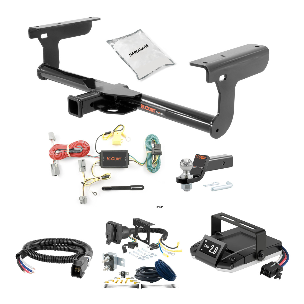 21-24 Volvo XC90 Excluding plug-in hybrid 2 CURT Trailer Hitch + Assure Proportional Brake Controller Kit HBCW2563 thumbnail 0