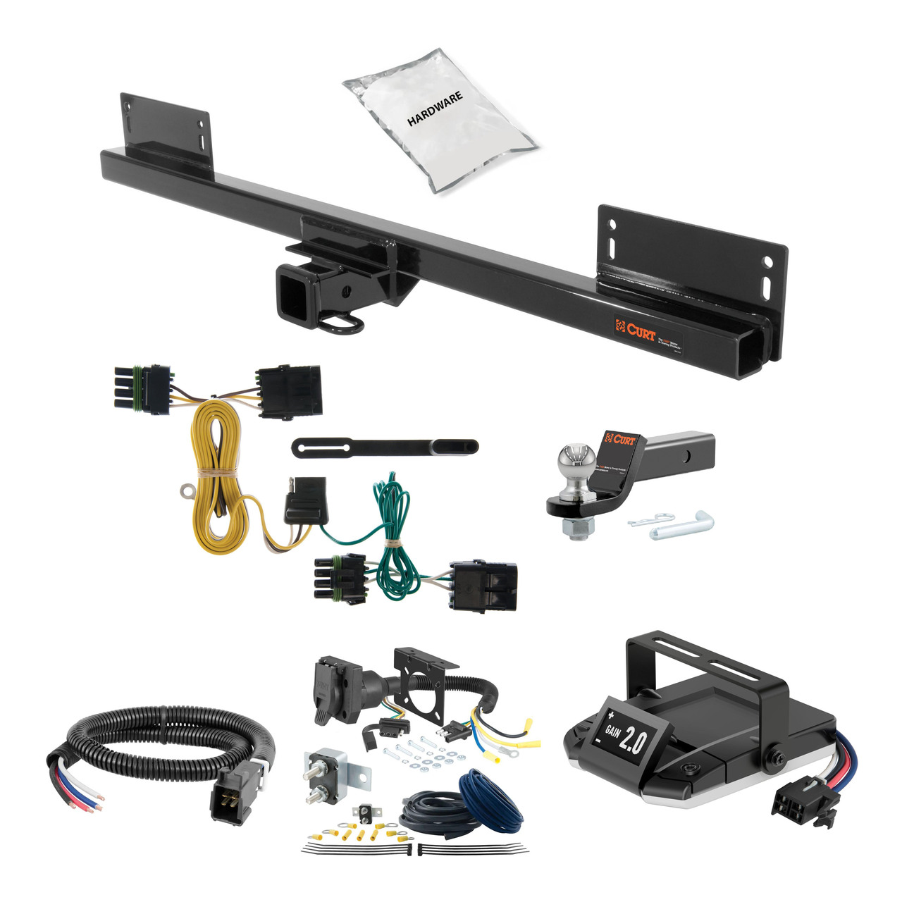 87-95 JEEP Wrangler YJ, excluding Renegade 2 CURT Trailer Hitch + Assure Proportional Brake Controller Kit HBCW1580 thumbnail 0