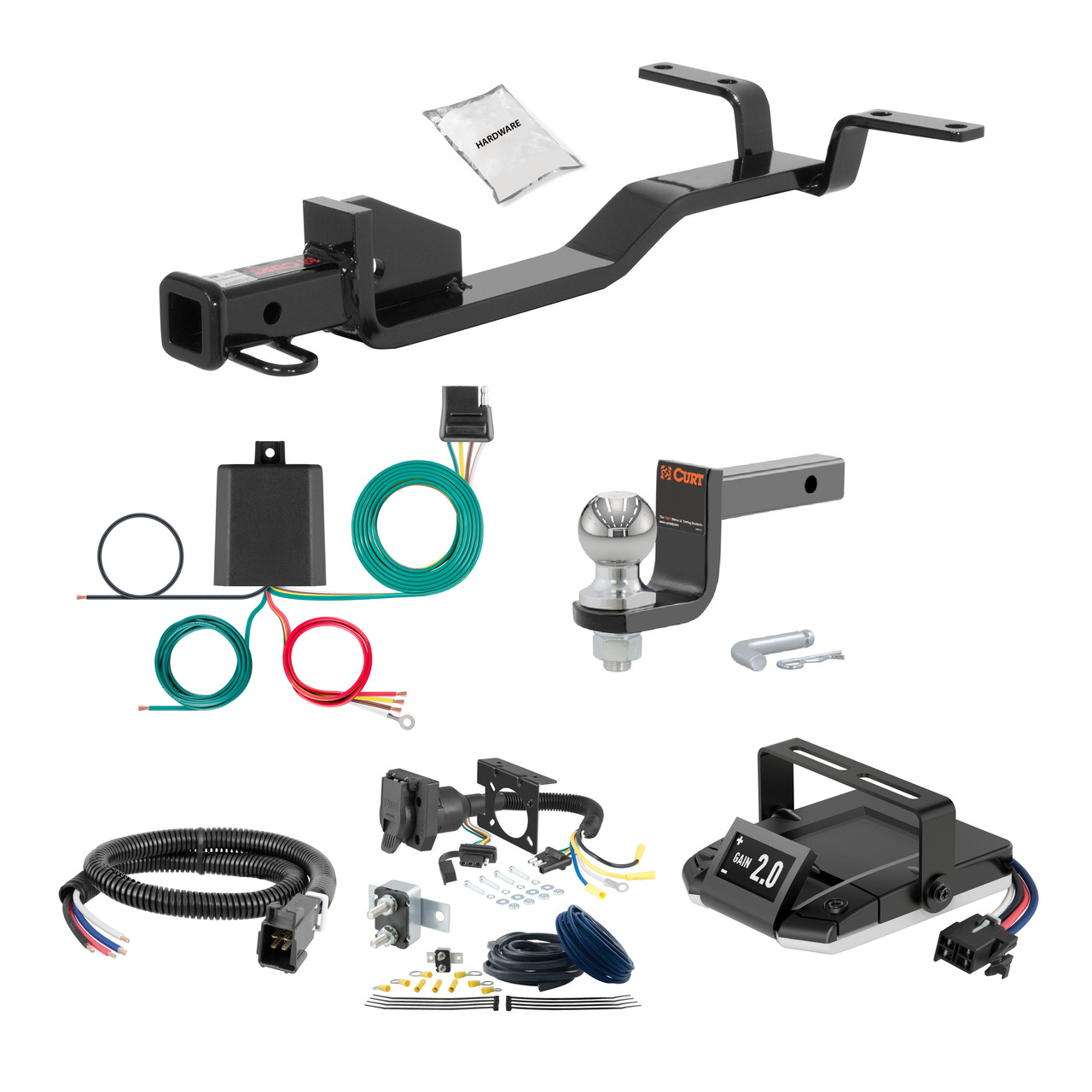 06-11 KIA Rio Sedan 1.25 CURT Trailer Hitch + Assure Proportional Brake Controller Kit HBCW1608 thumbnail 0