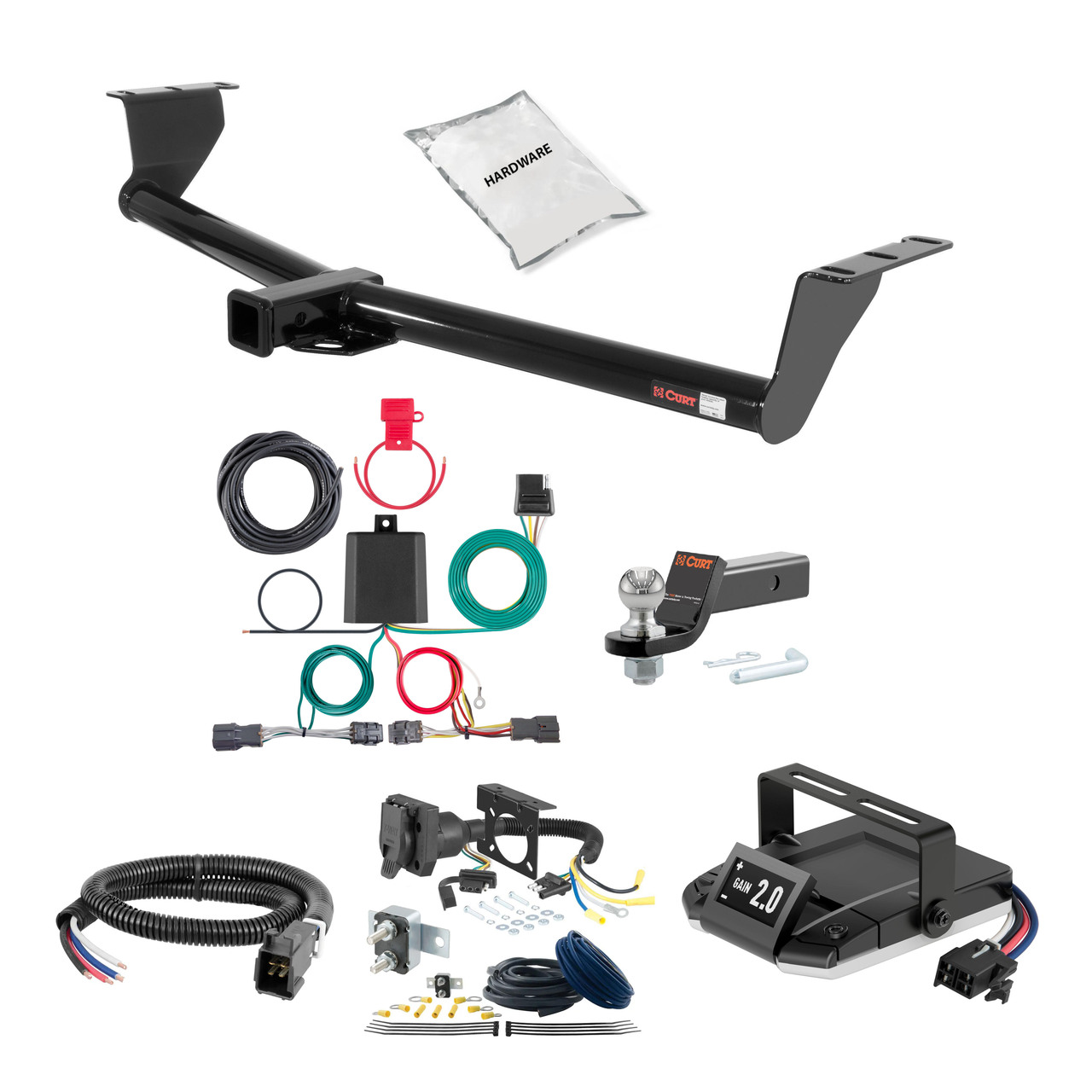 13-17 Hyundai Elantra GT 1.25 CURT Trailer Hitch + Assure Proportional Brake Controller Kit HBCW1415 thumbnail 0
