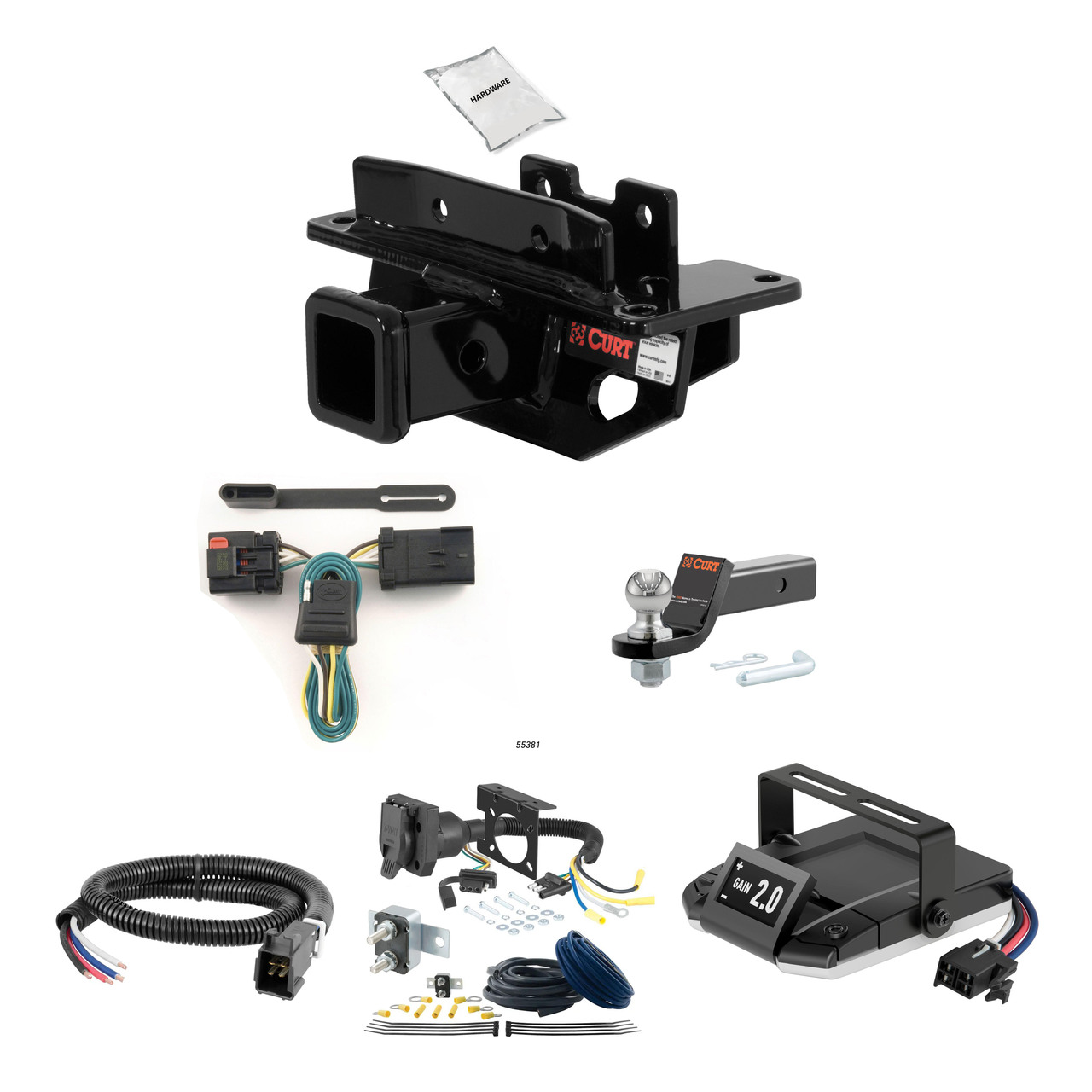 07-09 Chrysler Aspen 2 CURT Trailer Hitch + Assure Proportional Brake Controller Kit HBCW634 thumbnail 0