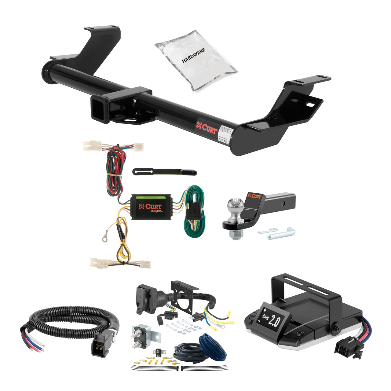 07-10 KIA Sedona 114" WB 2 CURT Trailer Hitch + Assure Proportional Brake Controller Kit HBCW1618 thumbnail 0