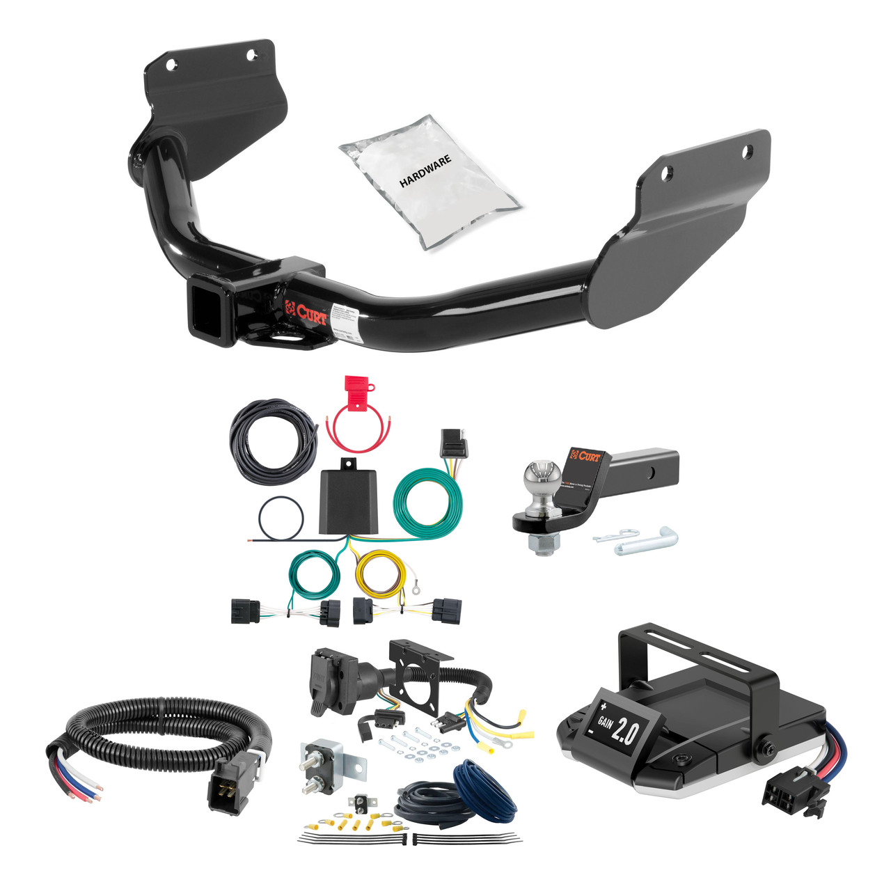 13-16 Dodge Dart 1.25 CURT Trailer Hitch + Assure Proportional Brake Controller Kit HBCW688 thumbnail 0