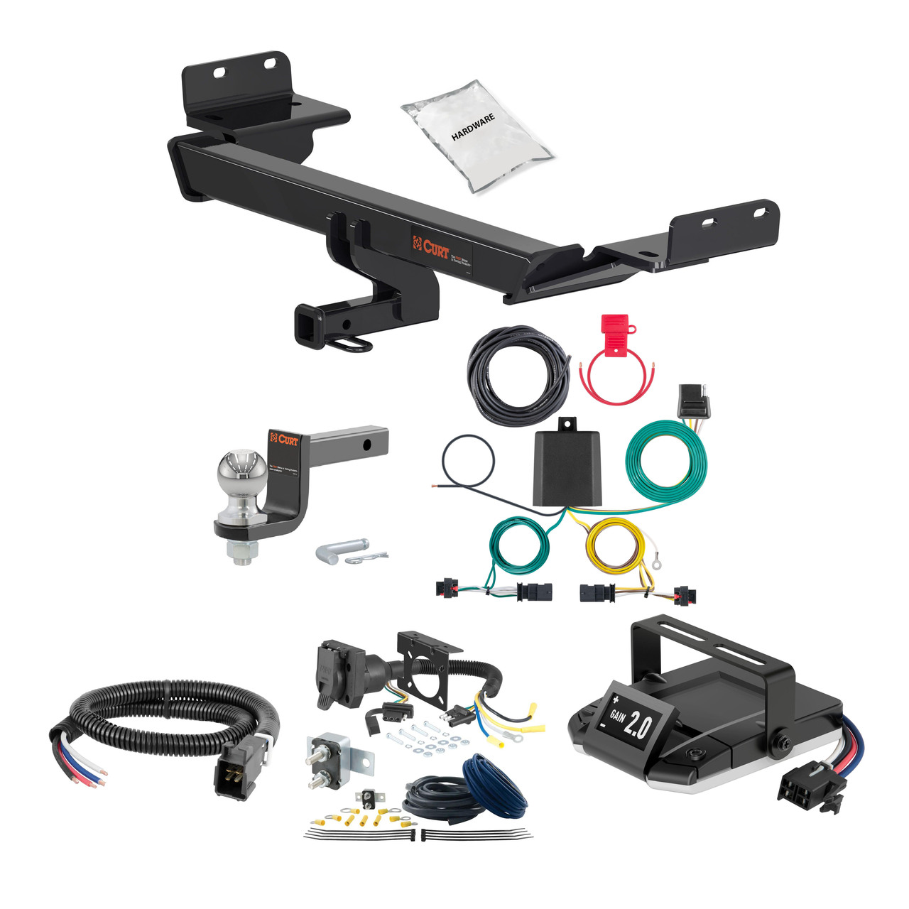 06-10 JEEP Commander Excluding Rocky Mountain Edition 2 CURT Trailer Hitch + Assure Proportional Brake Controller Kit HBCW1539 thumbnail 0