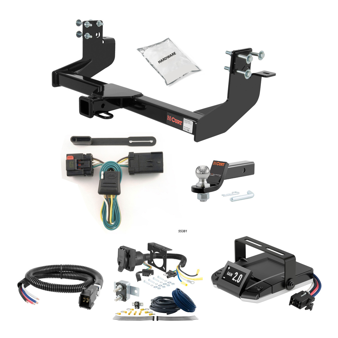 03-06 Dodge Sprinter 2500 118" and 140" WB with single rear wheels, 158" WB 2 CURT Trailer Hitch + Assure Proportional Brake Controller Kit HBCW762 thumbnail 0