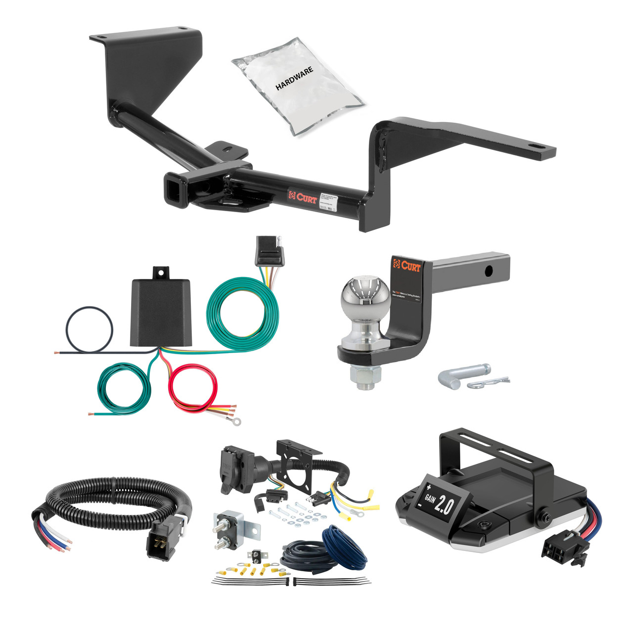 12-17 KIA Rio Hatchback 1.25 CURT Trailer Hitch + Assure Proportional Brake Controller Kit HBCW1606 thumbnail 0