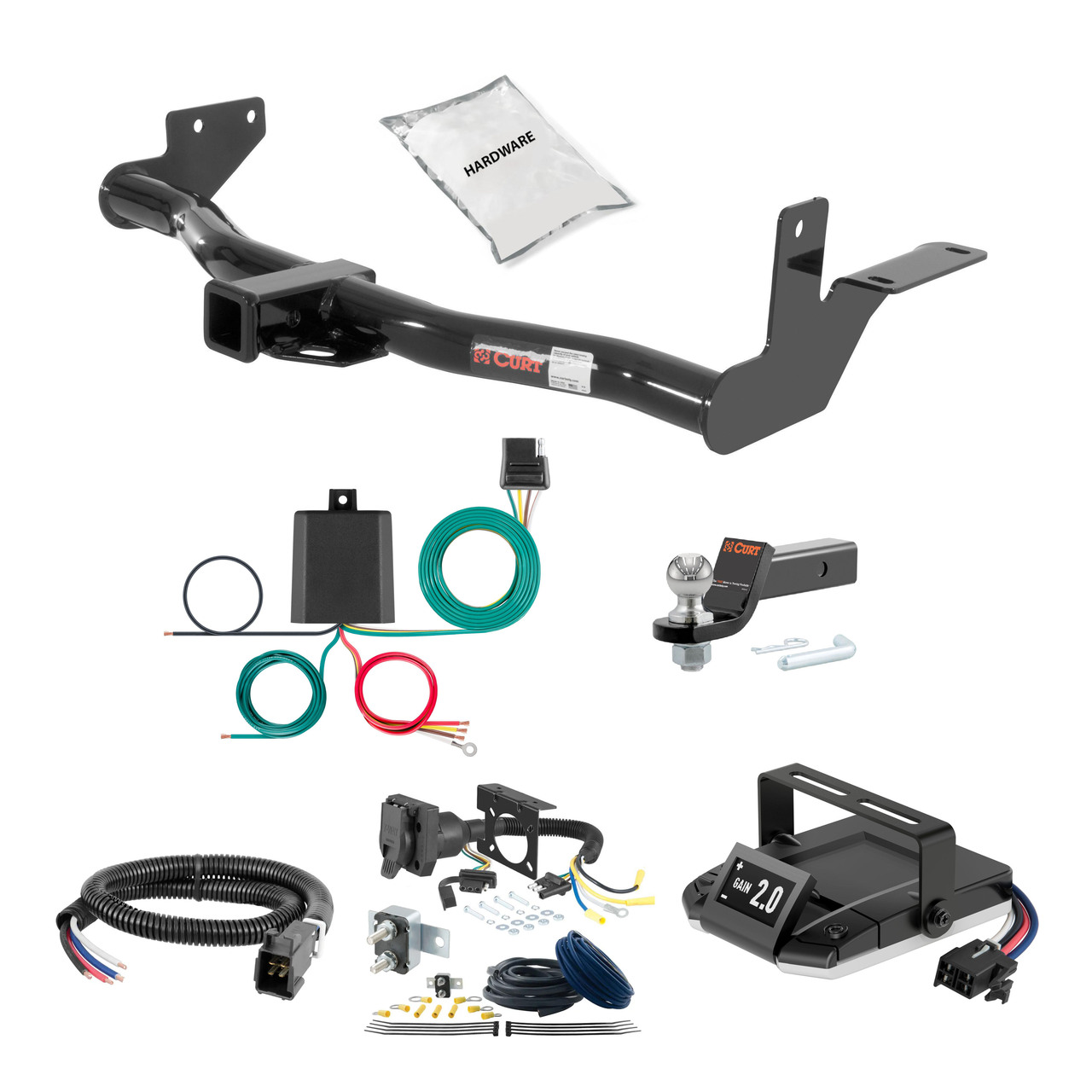 89-94 ISUZU Amigo Excluding 2.3L 2 CURT Trailer Hitch + Assure Proportional Brake Controller Kit HBCW1504 thumbnail 0