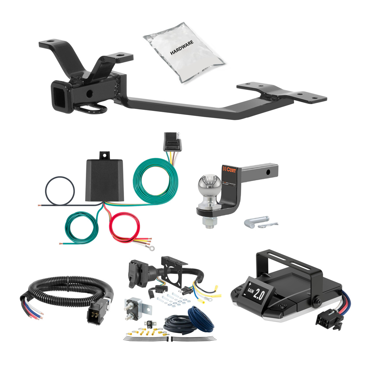 76-93 JAGUAR XJS  1.25 CURT Trailer Hitch + Assure Proportional Brake Controller Kit HBCW1528 thumbnail 0