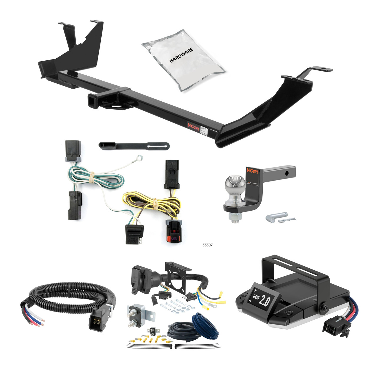 07-12 Dodge Caliber Excluding SRT 1.25 CURT Trailer Hitch + Assure Proportional Brake Controller Kit HBCW666 thumbnail 0
