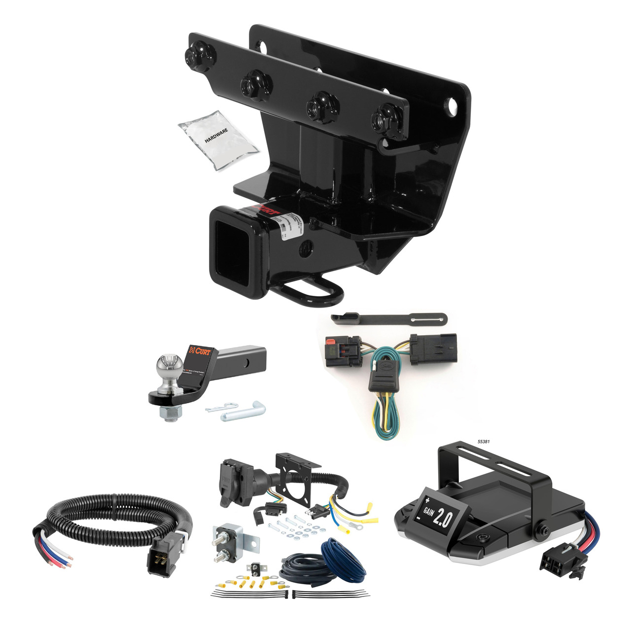 06-10 JEEP Commander Excluding Rocky Mountain Edition 2 CURT Trailer Hitch + Assure Proportional Brake Controller Kit HBCW1538 thumbnail 0