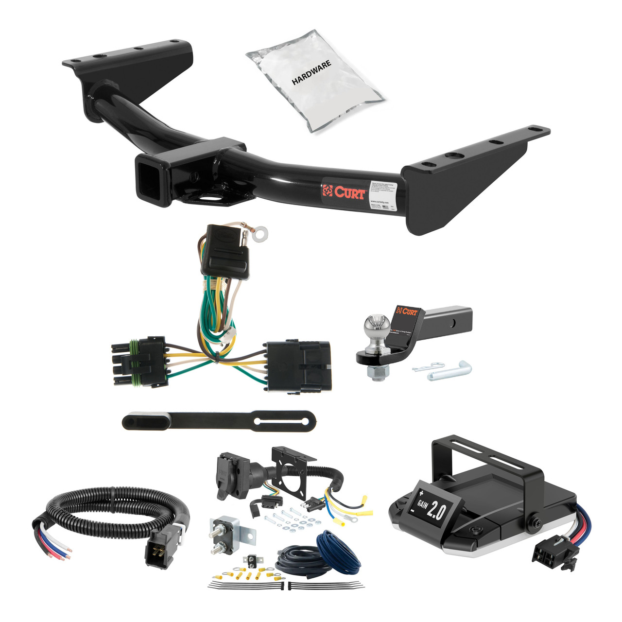 95-00 Chevrolet   Old body style, 5.7L or 6.5L 2 CURT Trailer Hitch + Assure Proportional Brake Controller Kit HBCW599 thumbnail 0
