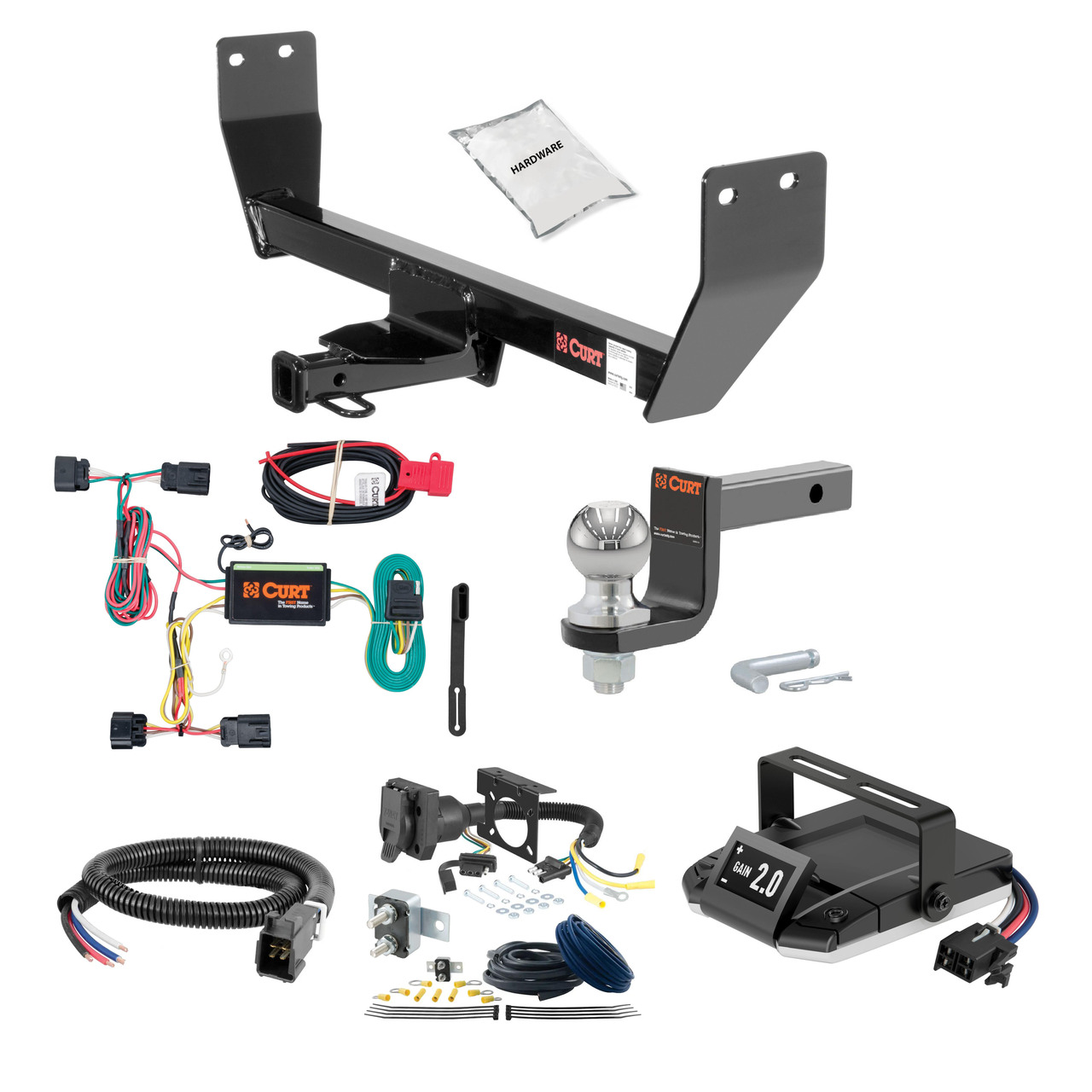 15-17 Chrysler 200 1.25 CURT Trailer Hitch + Assure Proportional Brake Controller Kit HBCW624 thumbnail 0