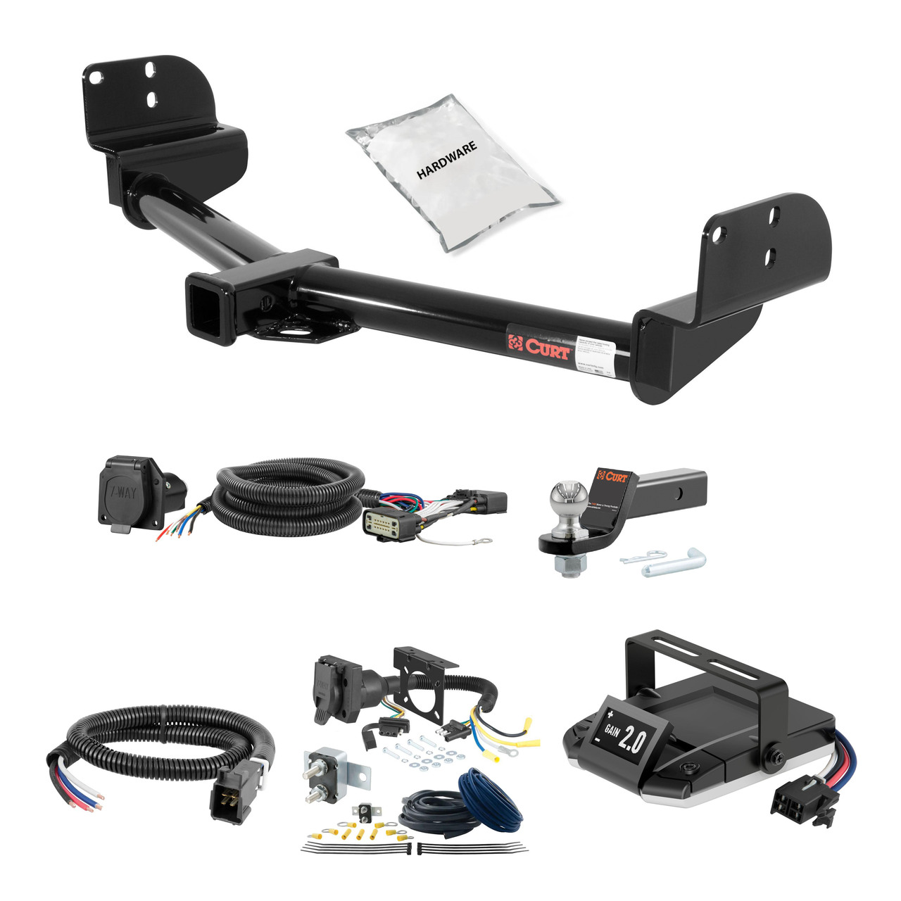 06-10 Ford Explorer Fits beneath factory 1-1/4" receiver hitch 2 CURT Trailer Hitch + Assure Proportional Brake Controller Kit HBCW832 thumbnail 0