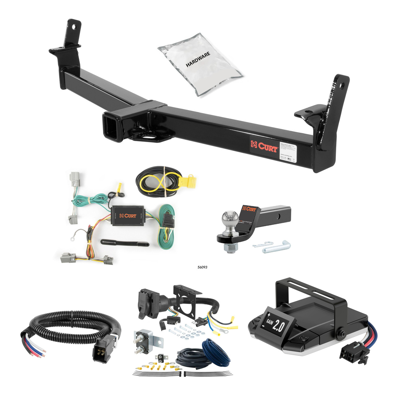 02-05 Ford Explorer Fits beneath factory 1-1/4" receiver hitch 2 CURT Trailer Hitch + Assure Proportional Brake Controller Kit HBCW833 thumbnail 0
