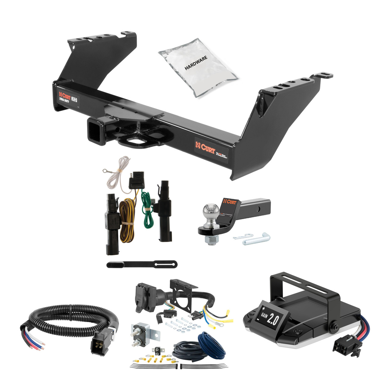 68-01 Dodge Ram 1500  Excluding roll pan bumper 2 CURT Trailer Hitch + Assure Proportional Brake Controller Kit HBCW726 thumbnail 0