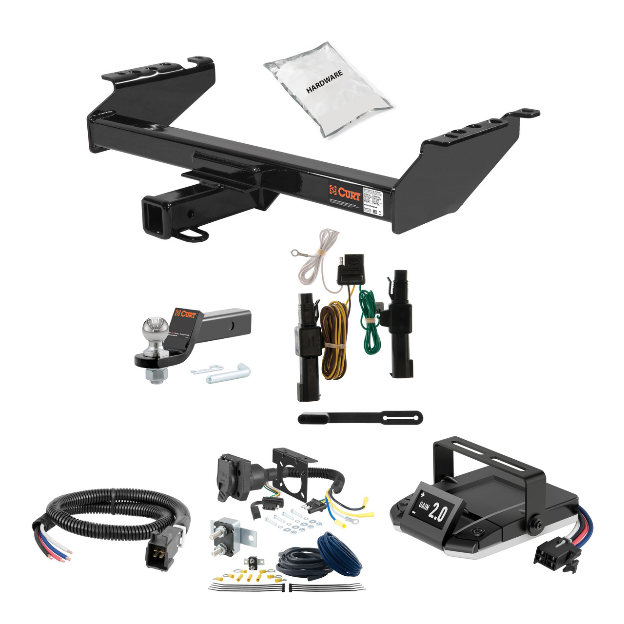 68-02 Dodge Ram 2500 Excluding roll pan bumper 2 CURT Trailer Hitch + Assure Proportional Brake Controller Kit HBCW734 thumbnail 0