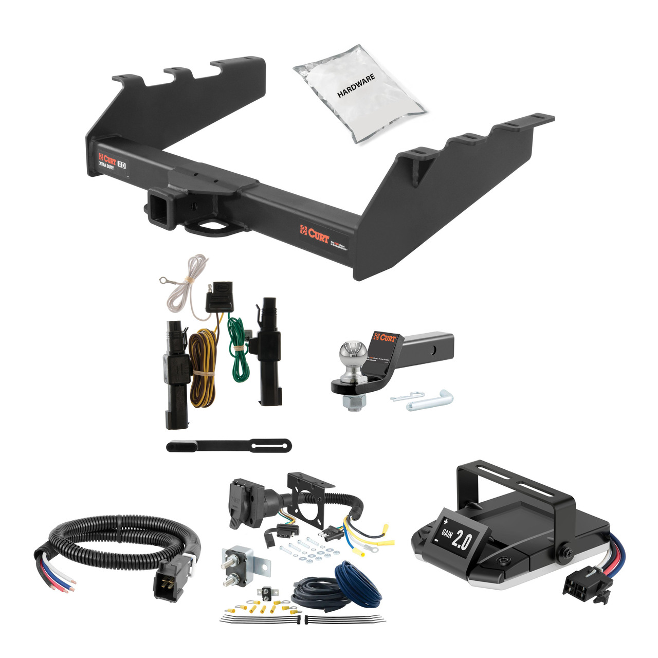 94-02 Dodge Ram 2500 8' bed, factory bumper 2 CURT Trailer Hitch + Assure Proportional Brake Controller Kit HBCW738 thumbnail 0