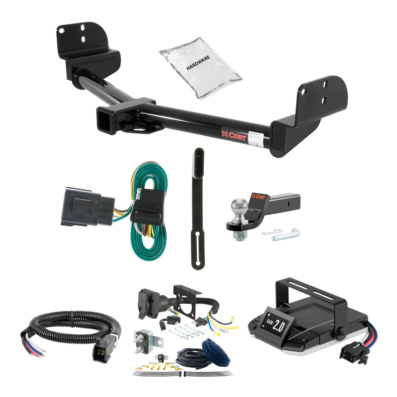 03-05 Lincoln Aviator Fits beneath factory 1-1/4" receiver 2 CURT Trailer Hitch + Assure Proportional Brake Controller Kit HBCW1724 thumbnail 0