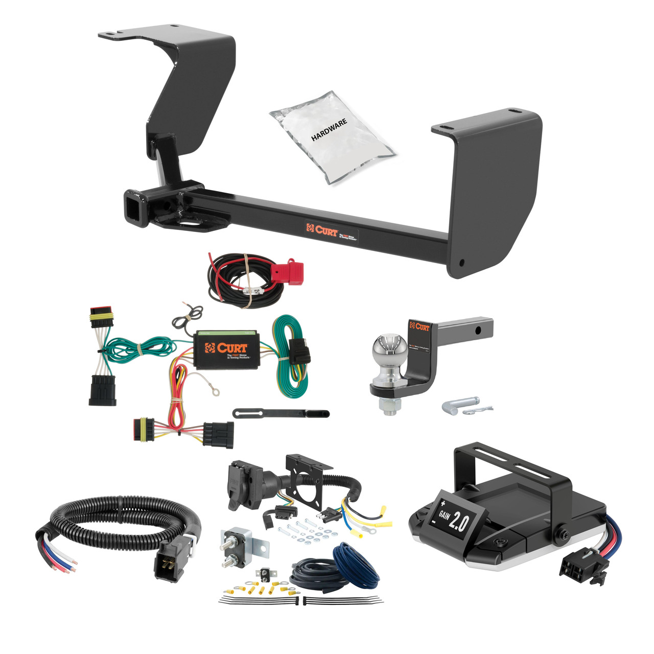 78-97 Fiat FIAT Excluding factory step bumper 2 CURT Trailer Hitch + Assure Proportional Brake Controller Kit HBCW777 thumbnail 0