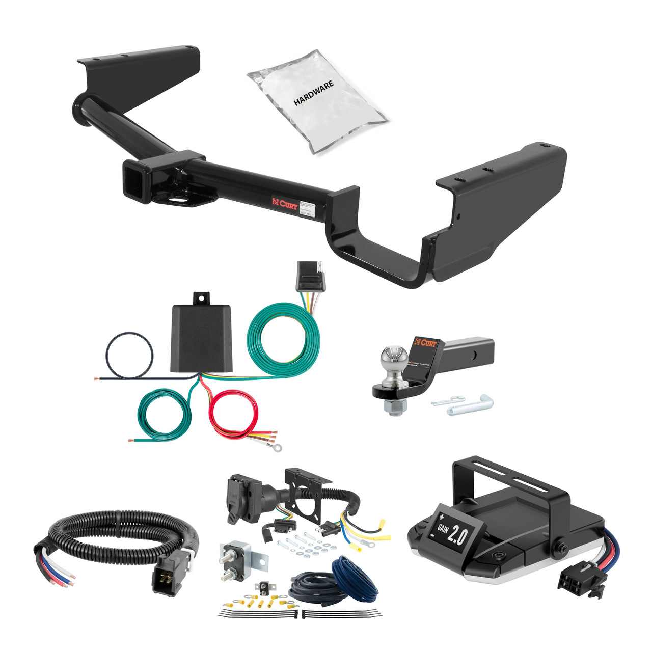 18-22 Lexus RX350L Excluding twin exhaust tips 2 CURT Trailer Hitch + Assure Proportional Brake Controller Kit HBCW1707 thumbnail 0