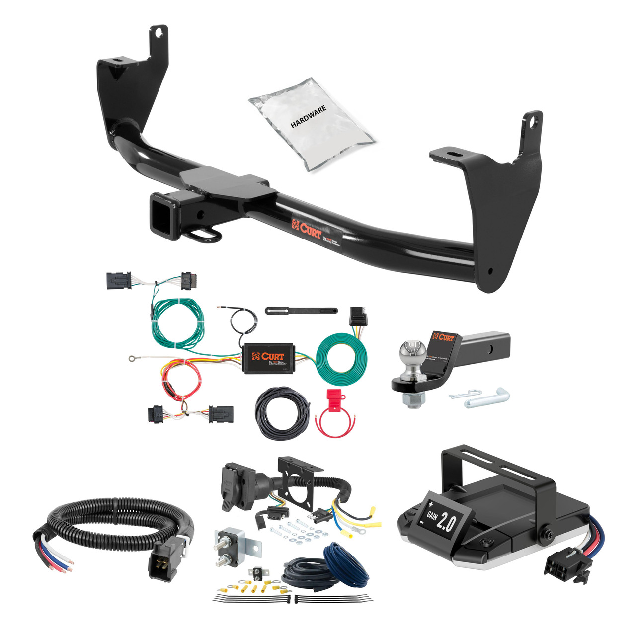 16-21 Fiat 500X Excluding Trekking 2 CURT Trailer Hitch + Assure Proportional Brake Controller Kit HBCW781 thumbnail 0