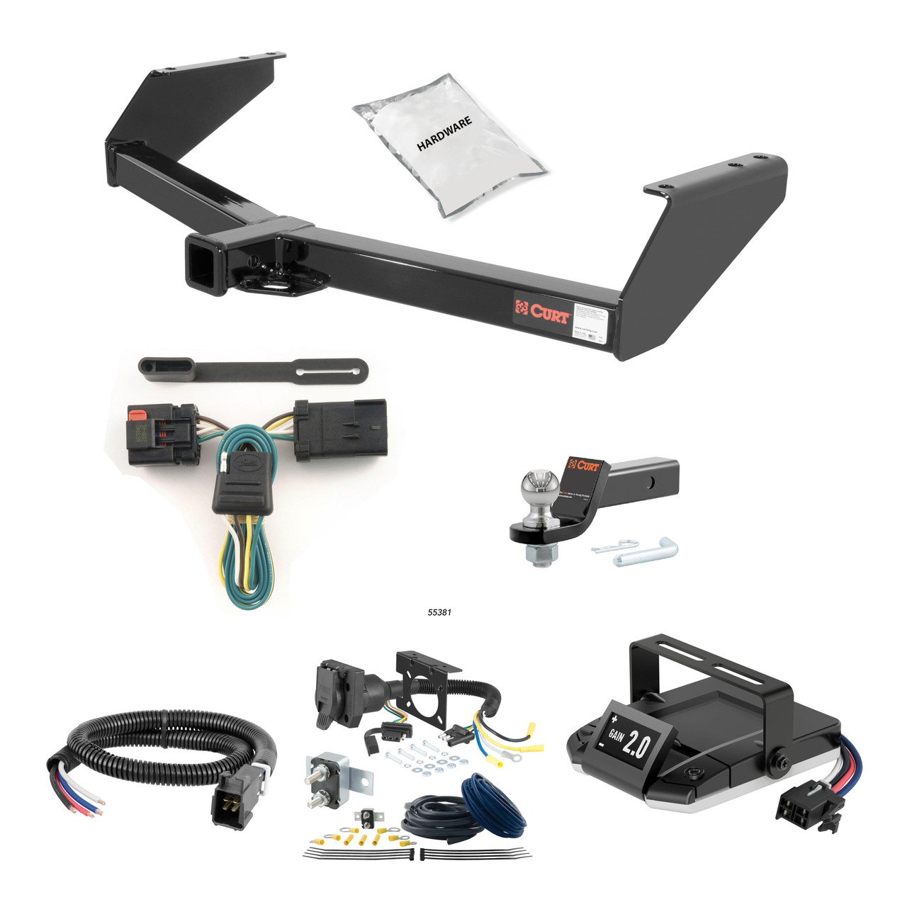 01-02 Dodge Stratus Coupe 1.25 CURT Trailer Hitch + Assure Proportional Brake Controller Kit HBCW773 thumbnail 0