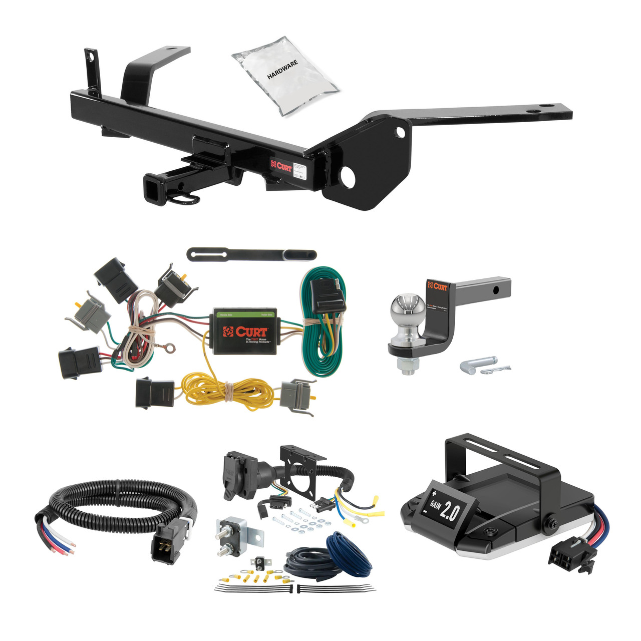 86-05 Mercury Sable Sedan, excluding dual exhaust 1.25 CURT Trailer Hitch + Assure Proportional Brake Controller Kit HBCW1950 thumbnail 0